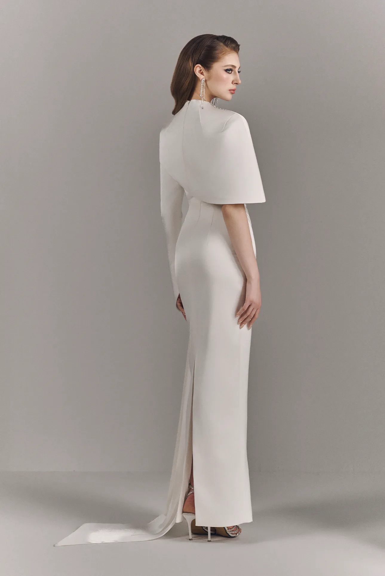 Alessira High Neckline Maxi Dress With Asymmetric Cape sold by Kalisa product image thumbnail 2
