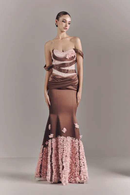 Ismeria Mermaid Maxi Dress With Floral-appliqué made by Kalisa