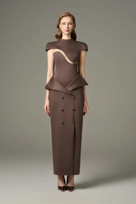 Vogue Short Sleeve Wave Cut-Out Maxi Dress made by Kalisa