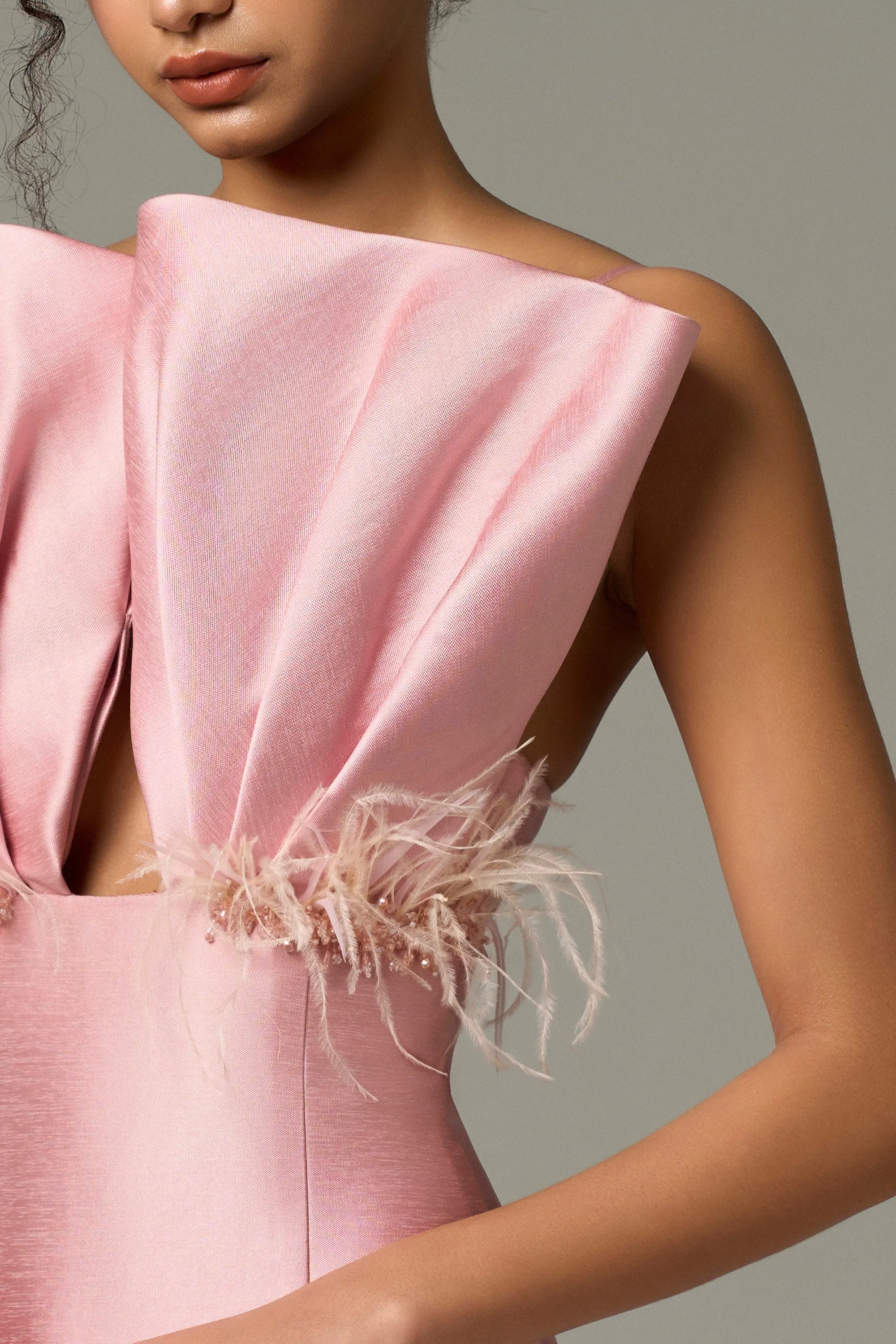 Seeshell Plume Feather & Crystal Embellished Maxi Dress With Draped Bust Cup sold by Kalisa product image thumbnail 3