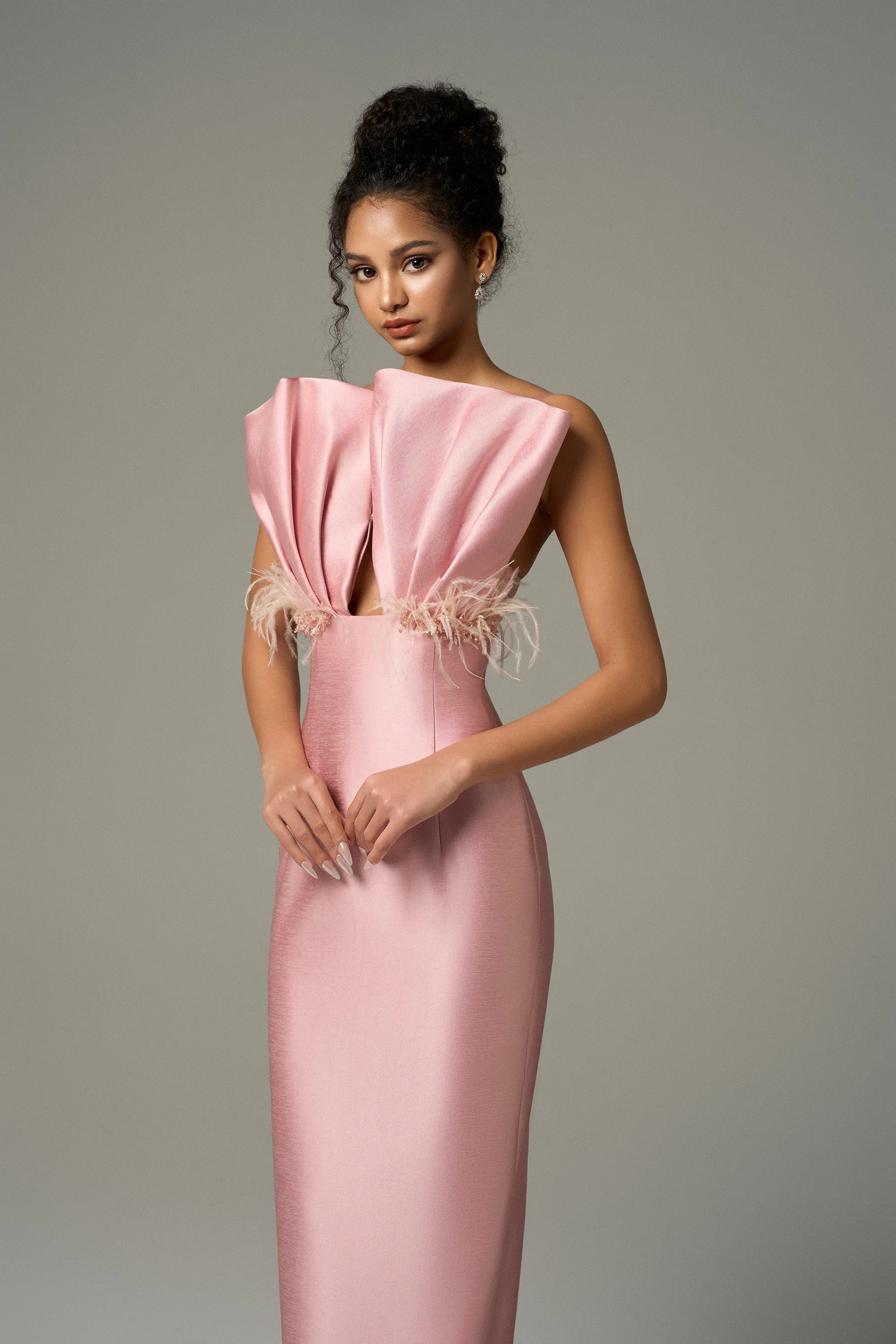 Seeshell Plume Feather & Crystal Embellished Maxi Dress With Draped Bust Cup sold by Kalisa product image thumbnail 4