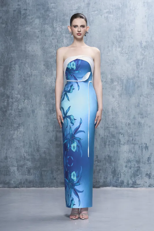 Monette Floral Print Bandeau Maxi Dress made by Kalisa
