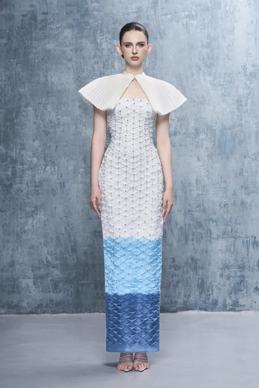 Marine Sparkle Crystal-Embellished Maxi Dress With Ombré Details made by Kalisa
