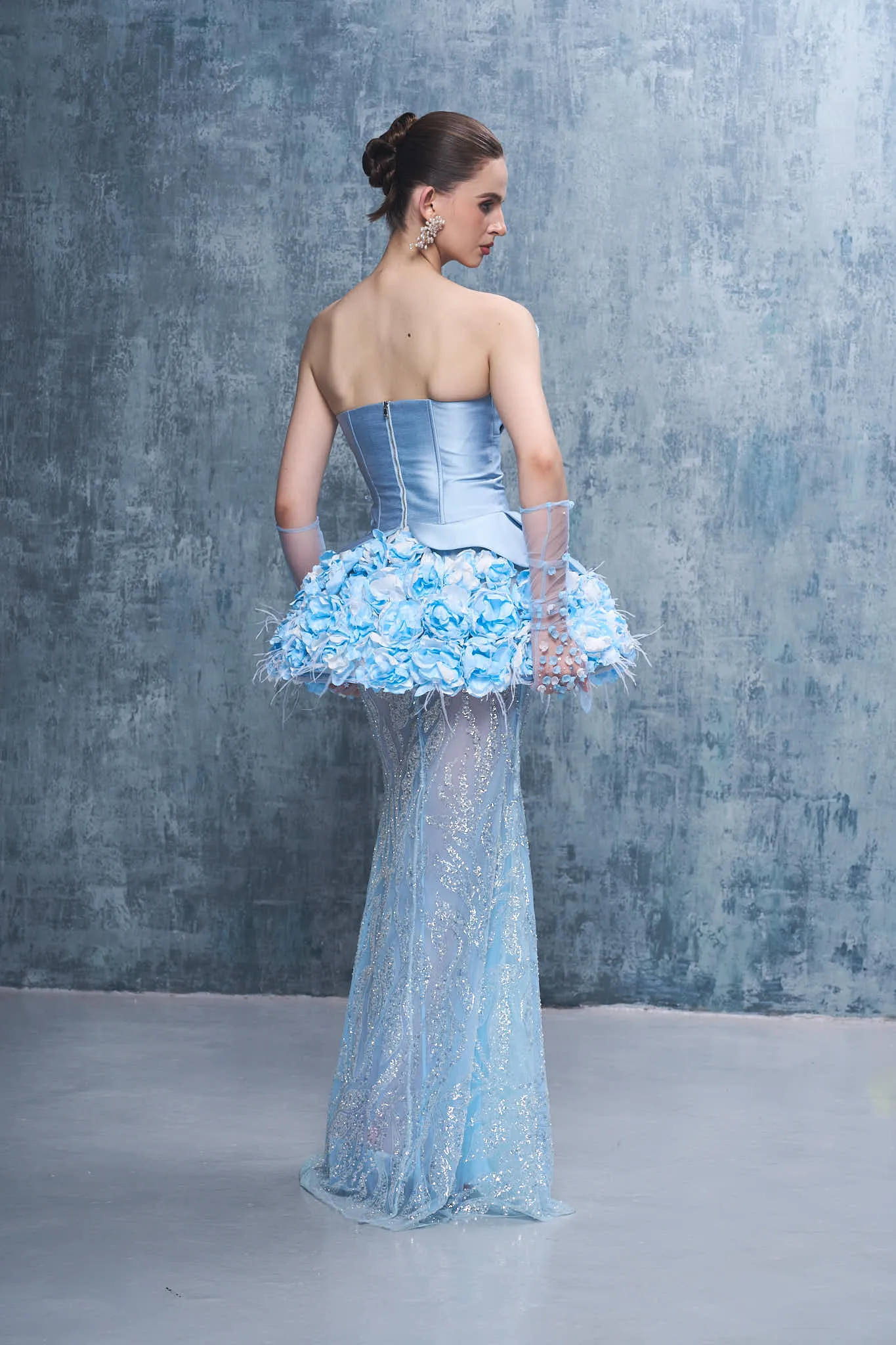 Chateau Strapless Mesh and Floral Accents Gown sold by Kalisa product image thumbnail 2