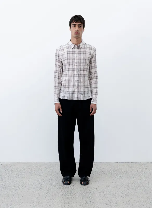 Seersucker Plaid Shirt - Brown Blue sold by Observe