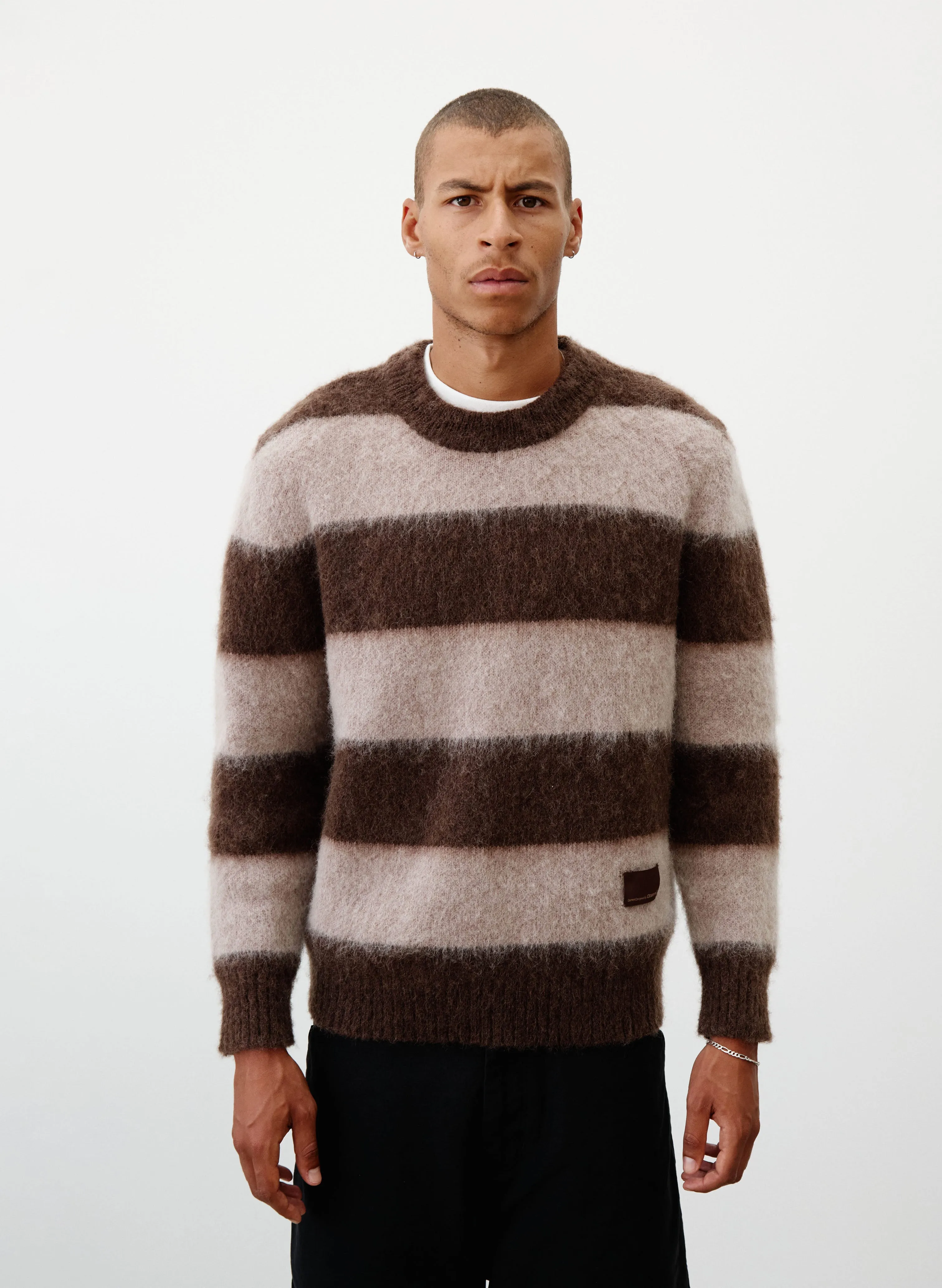 Wool Mohair Striped Knit Sweater - Mocha sold by Observe product image thumbnail 3