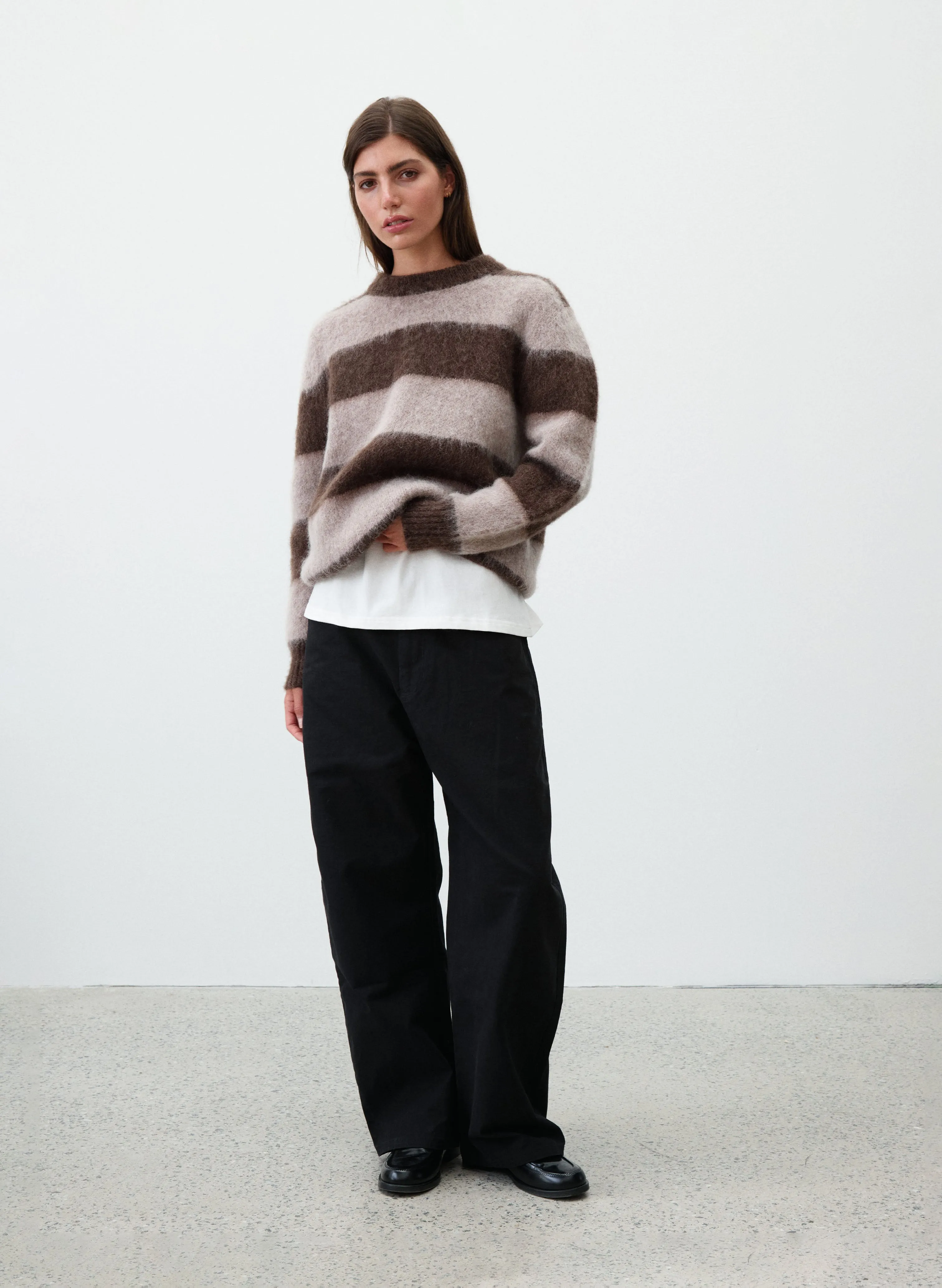 Wool Mohair Striped Knit Sweater - Mocha sold by Observe product image thumbnail 2