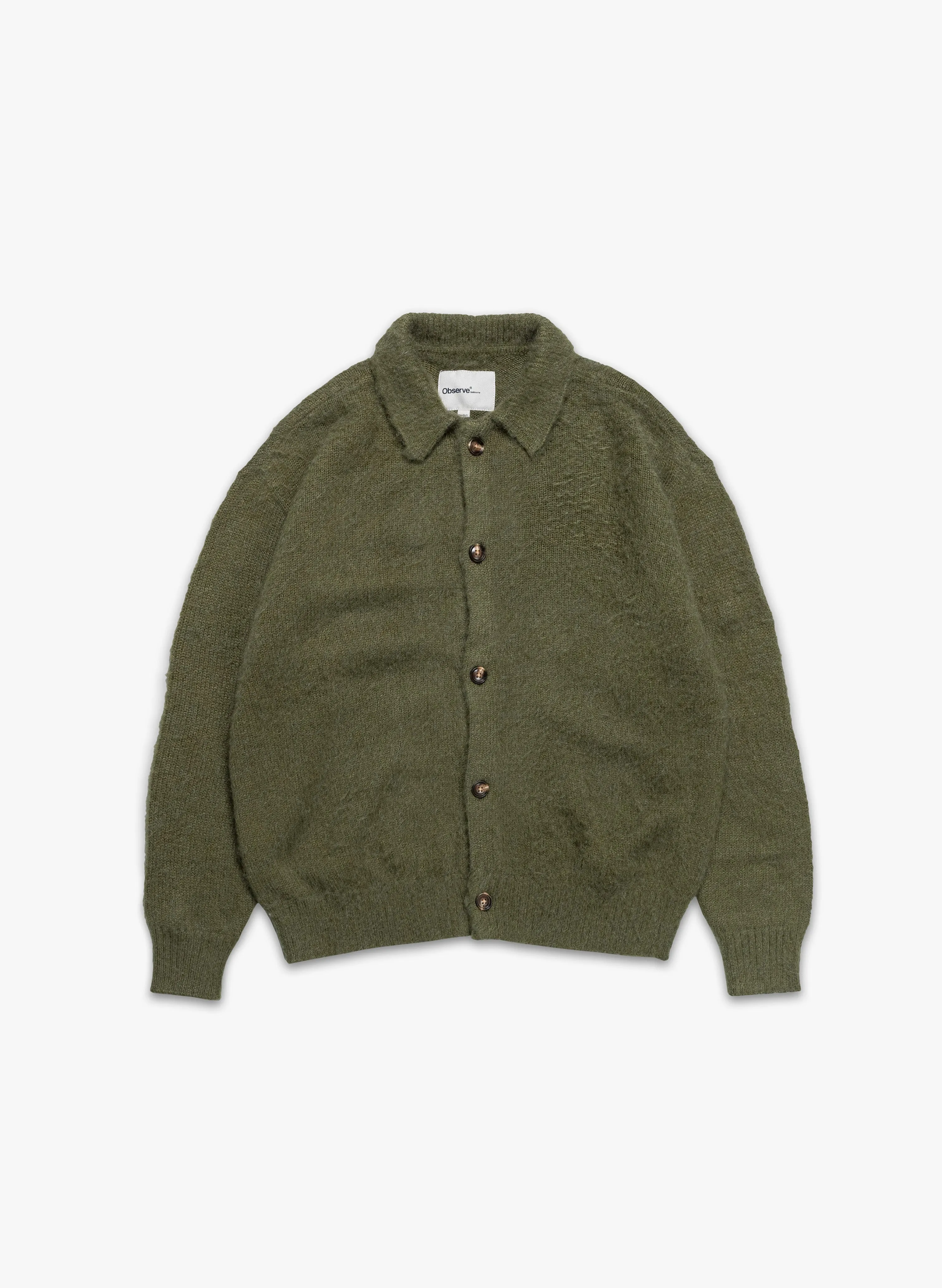 Wool/Mohair Knit Cardigan - Moss Green sold by Observe