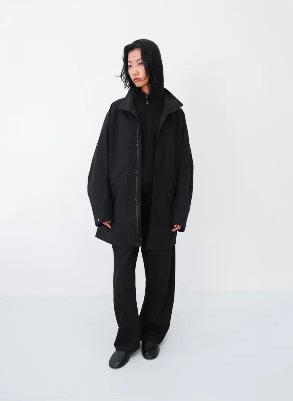 Alpaca Button Knit Hood - Black made by Observe
