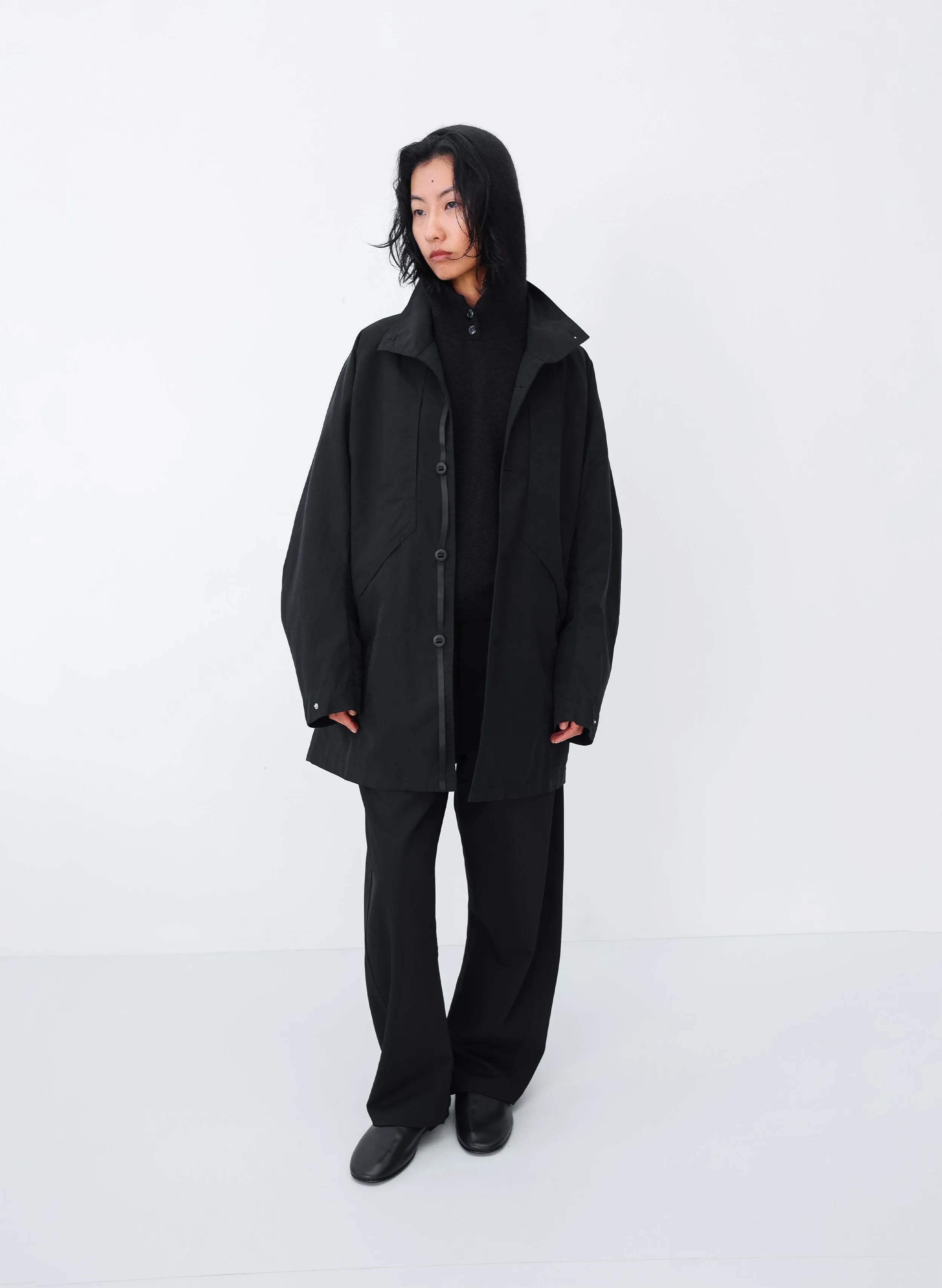 Alpaca Button Knit Hood - Black sold by Observe