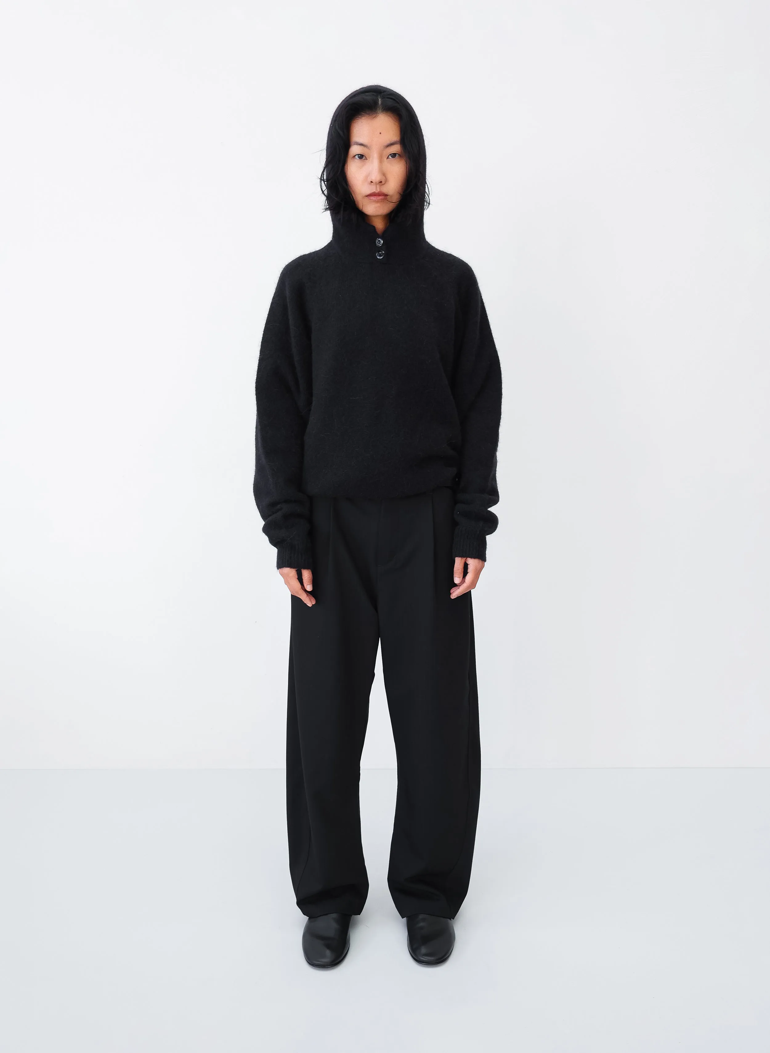 Alpaca Button Knit Hood - Black sold by Observe product image thumbnail 2