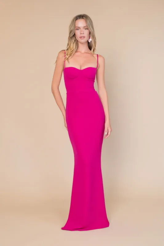 YASMIN GOWN IN PINK PEACOCK sold by Katie May