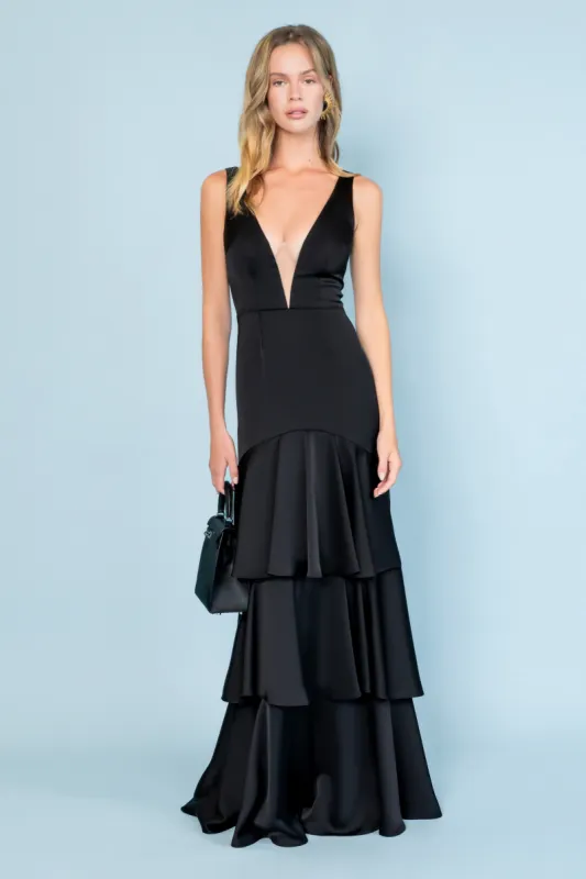 OLD MONEY GOWN IN BLACK sold by Katie May