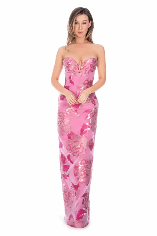 URSULA GOWN IN PINK PEACOCK sold by Katie May