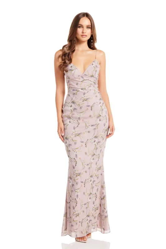 NADINE GOWN IN MAUVE FLORAL sold by Katie May