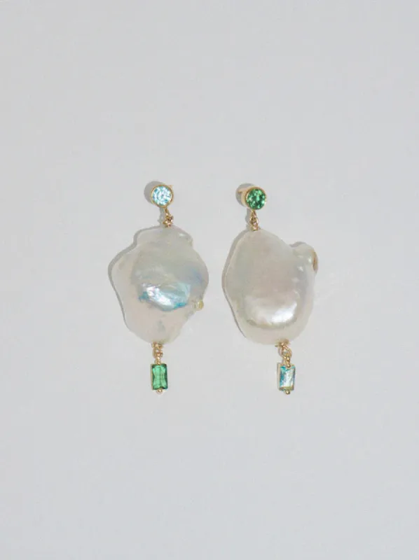 Mismatched Crystal Baroque Pearl Drops sold by sonderhaus