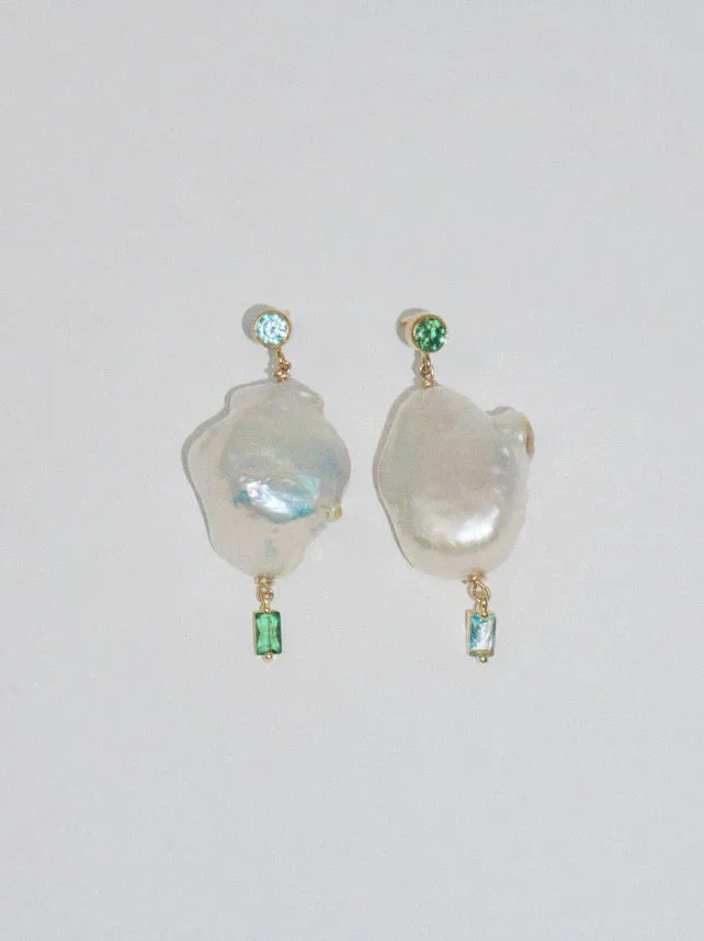 Mismatched Crystal Baroque Pearl Drops sold by sonderhaus