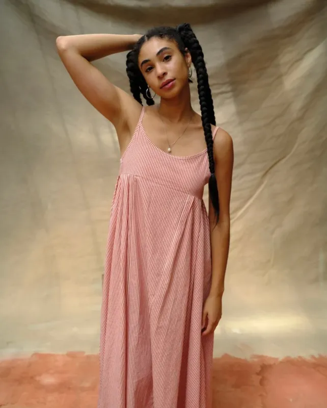 Seconds-Picnic Dress-Red Ticking Stripe sold by sonderhaus