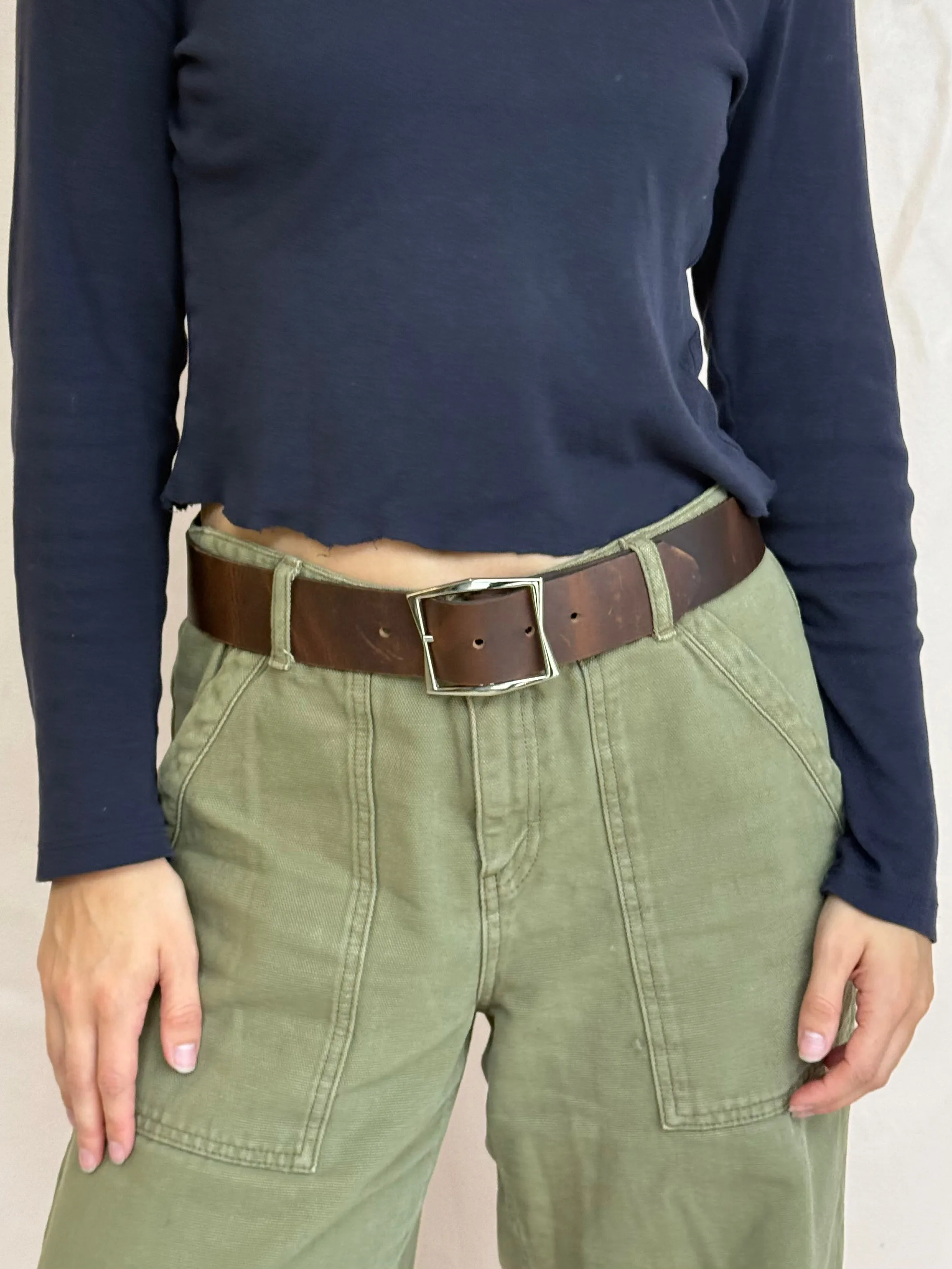 Brown Leather Belt with 'jetson' Buckle sold by sonderhaus product image thumbnail 4