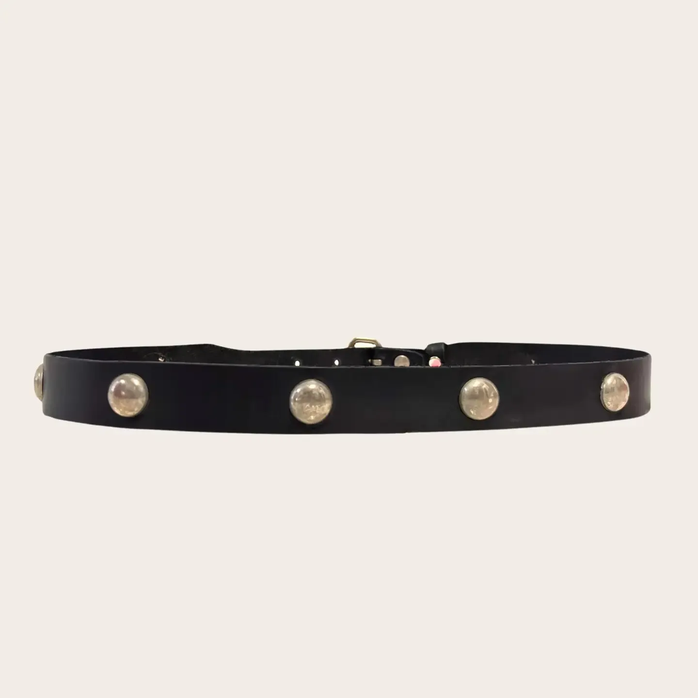 Black Leather Concho Studded Belt in Nickel sold by sonderhaus product image thumbnail 3
