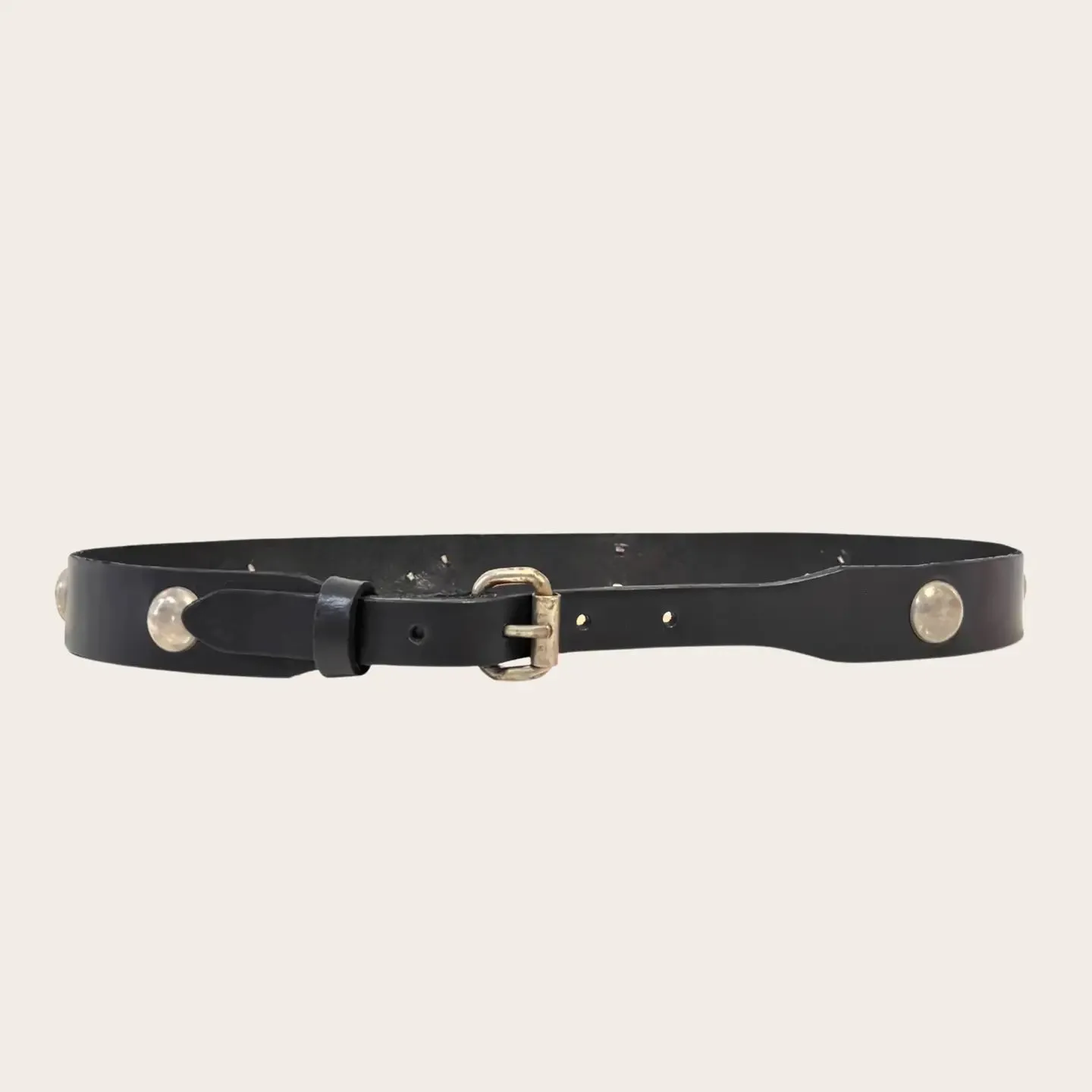 Black Leather Concho Studded Belt in Nickel sold by sonderhaus product image thumbnail 2