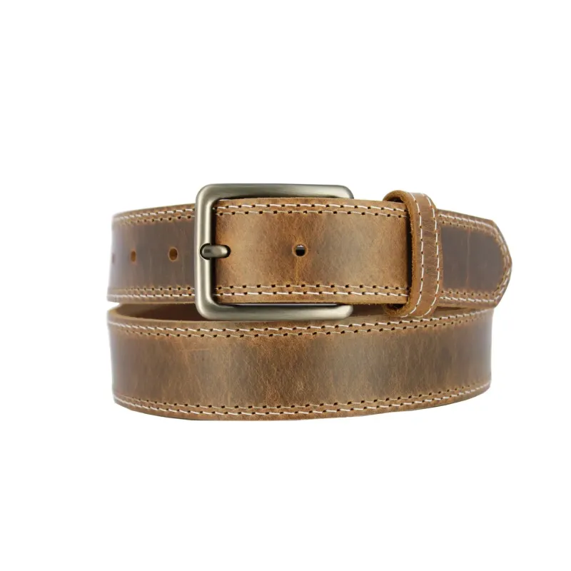 Brown Leather Belt Rectangle Buckle sold by sonderhaus