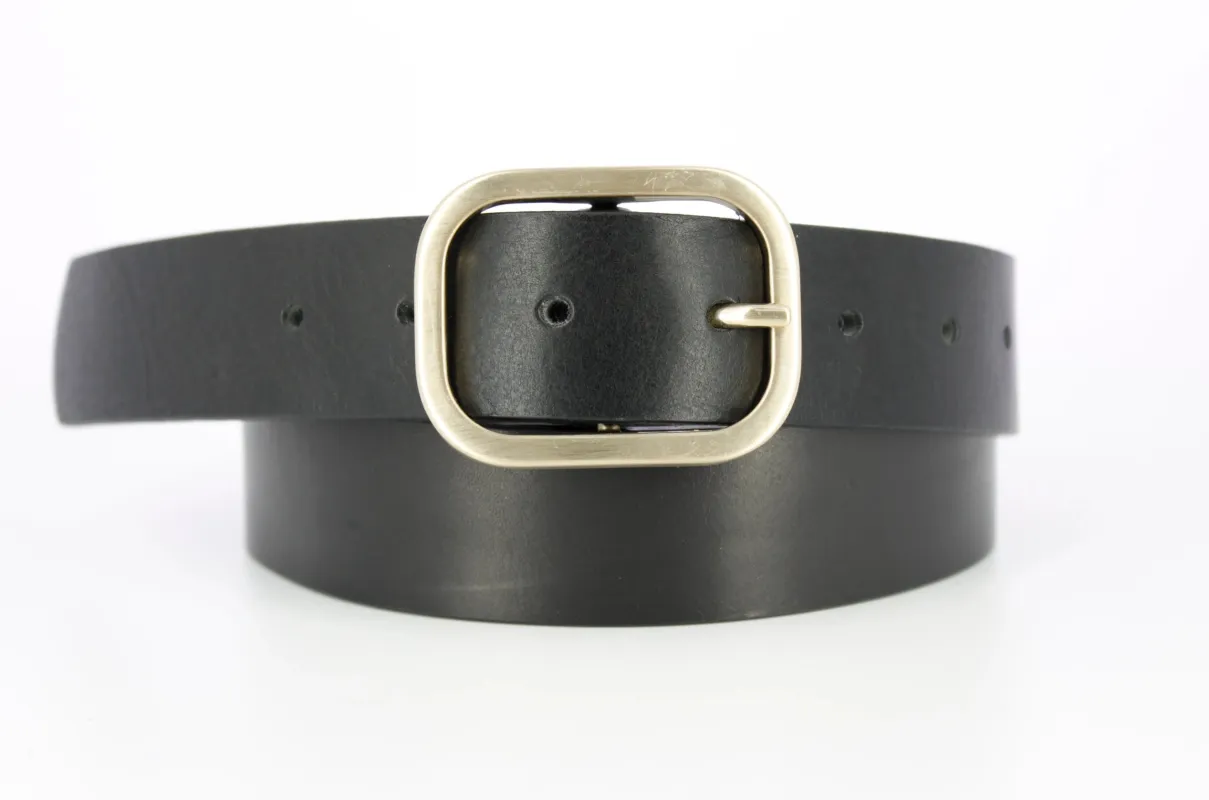 Black Leather Belt Rectangle Buckle sold by sonderhaus