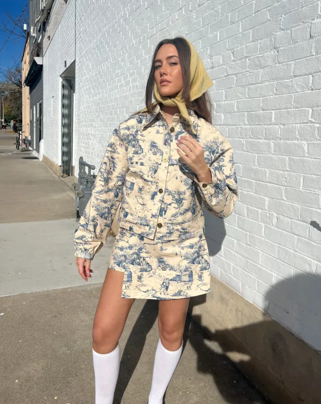 The Amelie Jacket - Blue Toile sold by sonderhaus
