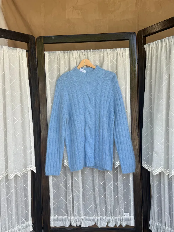 Blue Cable Knit Sweater made by sonderhaus