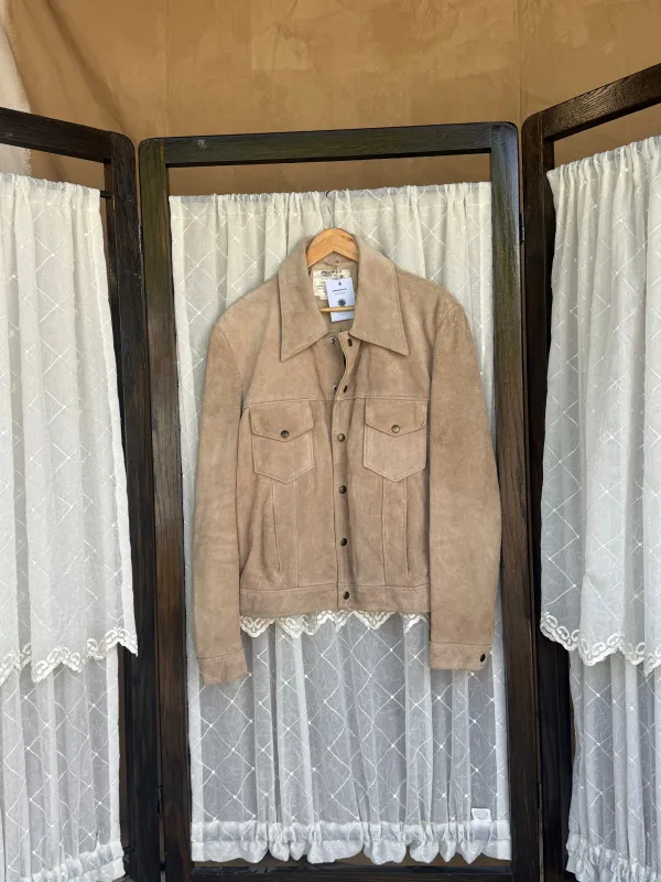 1970's Tan Leather Trucker Jacket made by sonderhaus