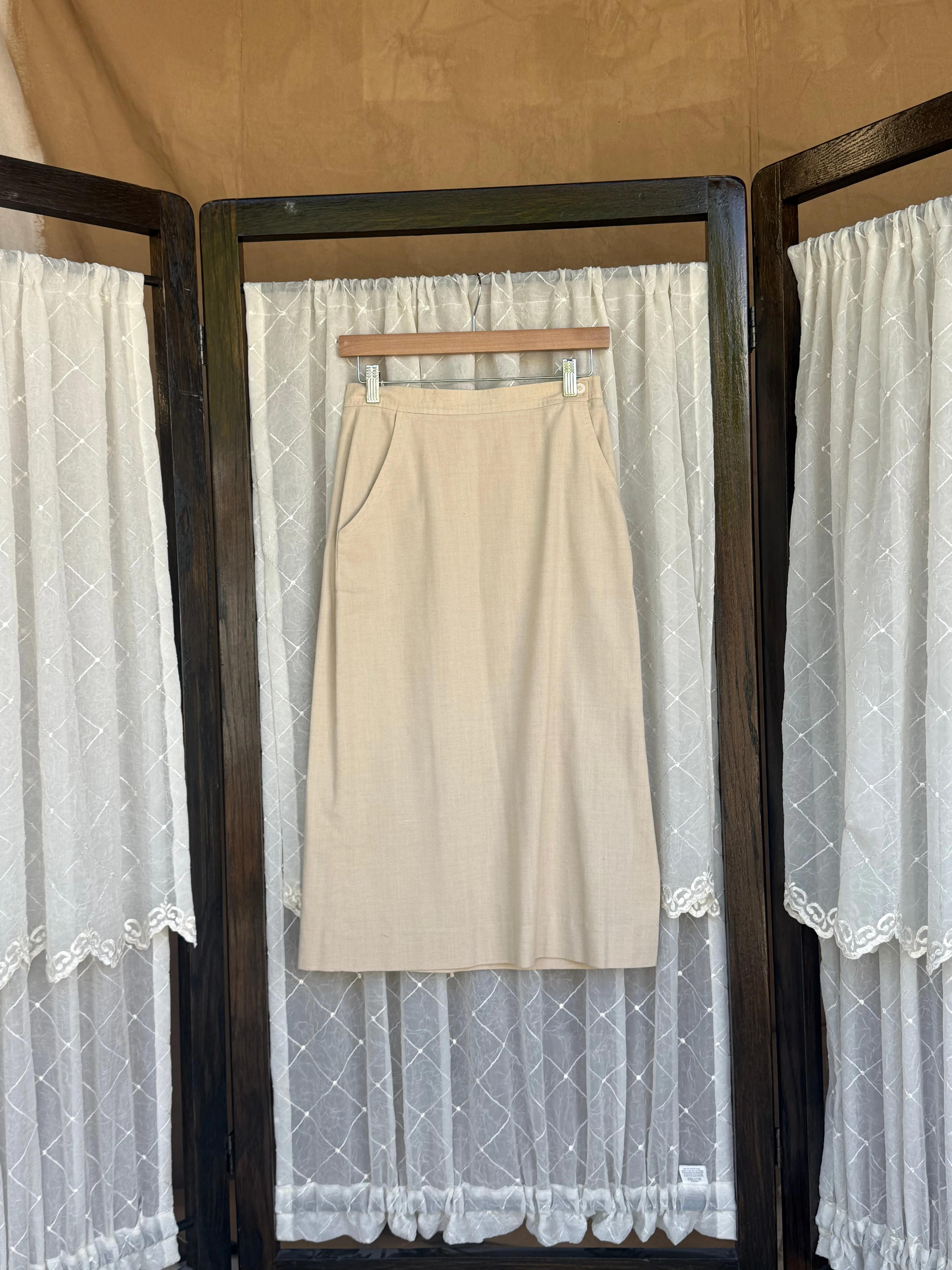 Brown Pleated Silk Midi Skirt sold by sonderhaus