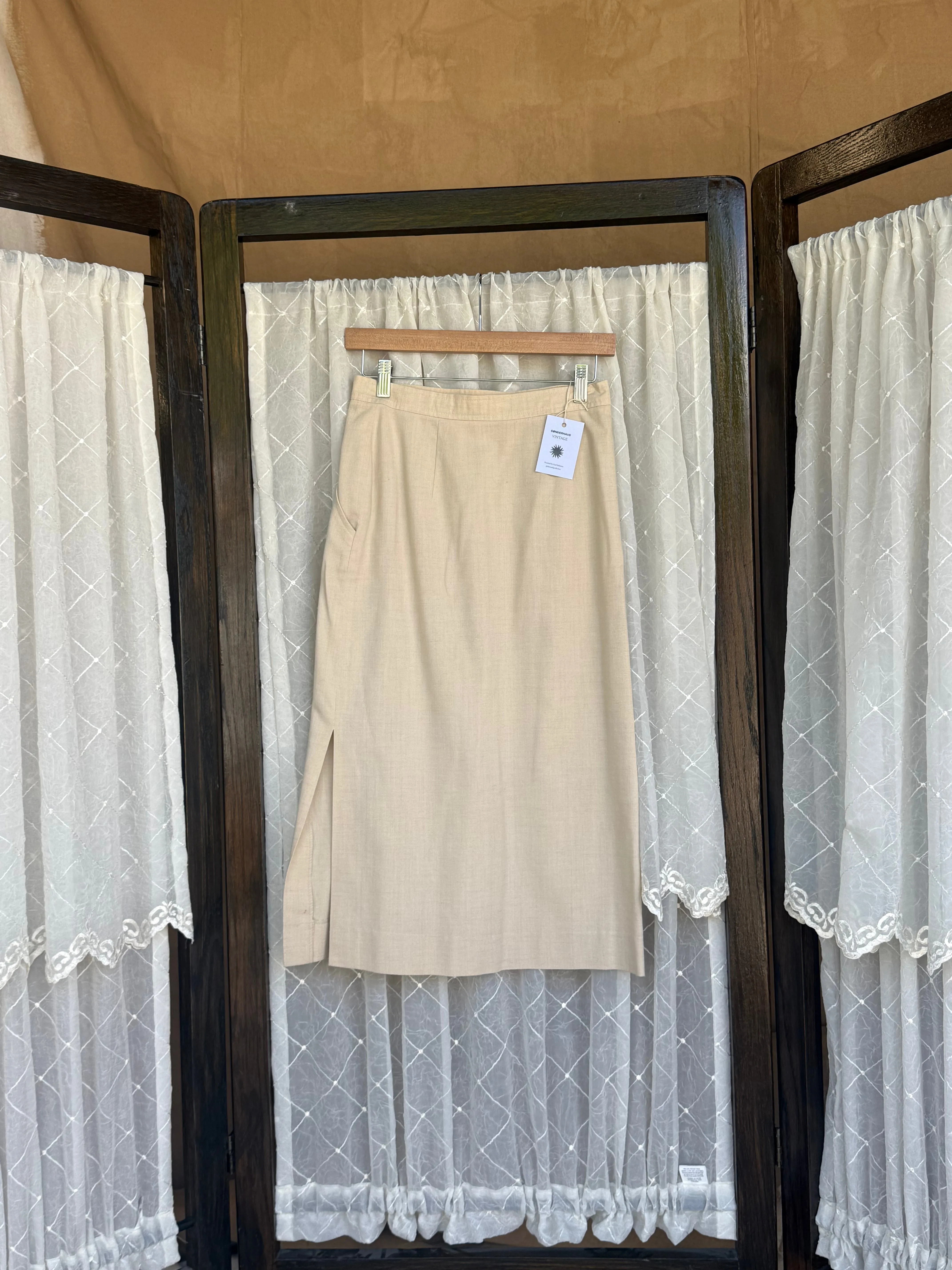 Brown Pleated Silk Midi Skirt sold by sonderhaus product image thumbnail 2