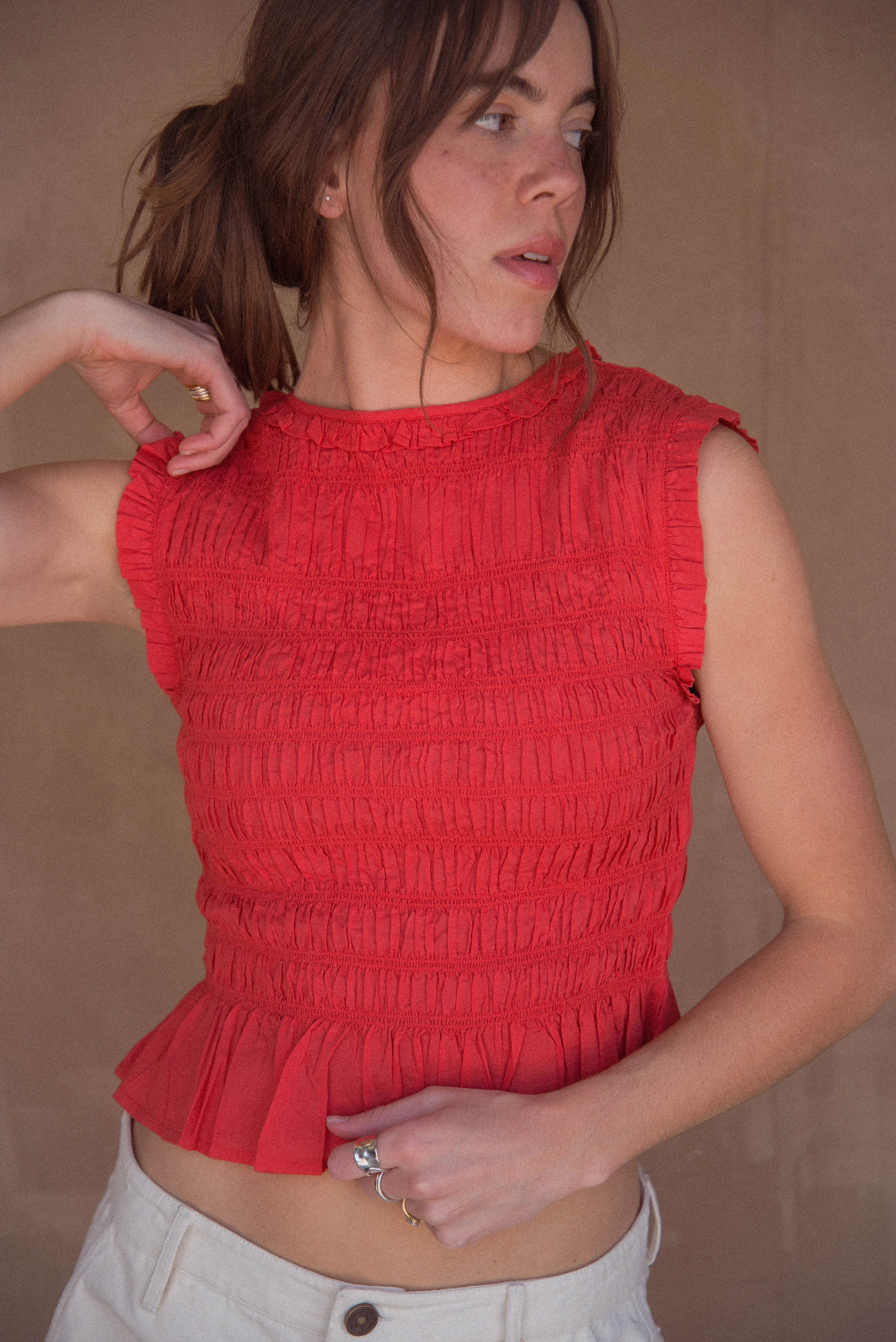 Malia Tank in Cherry Red sold by sonderhaus product image thumbnail 4