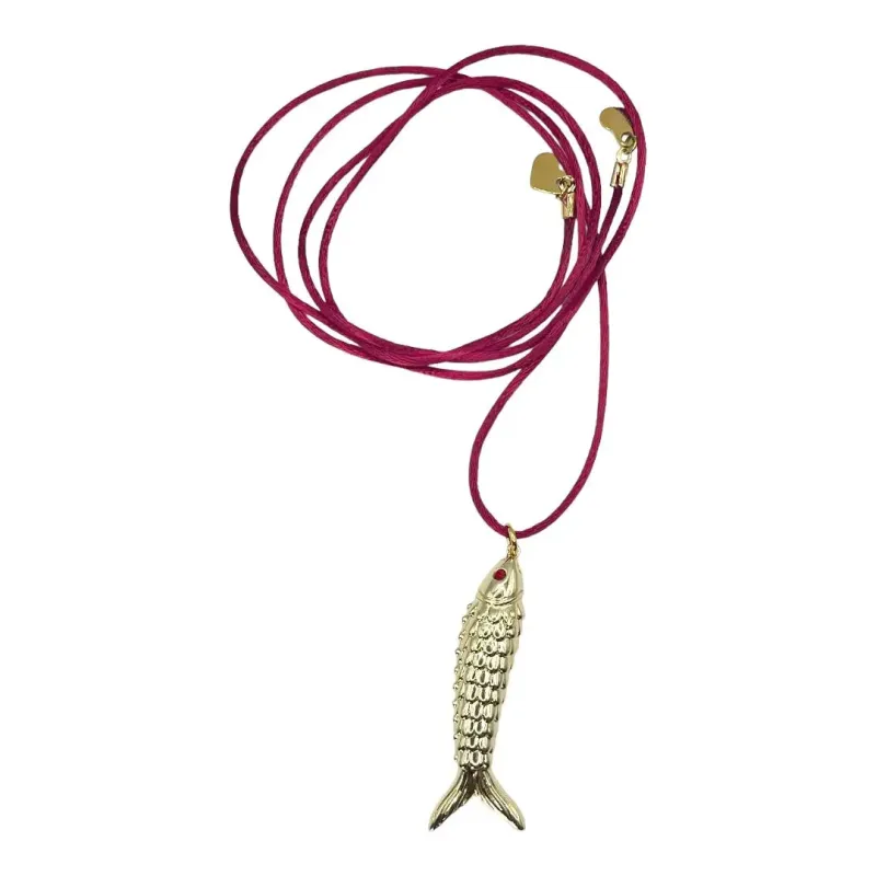Fish Charm Silk Necklace made by The Sage Vintage