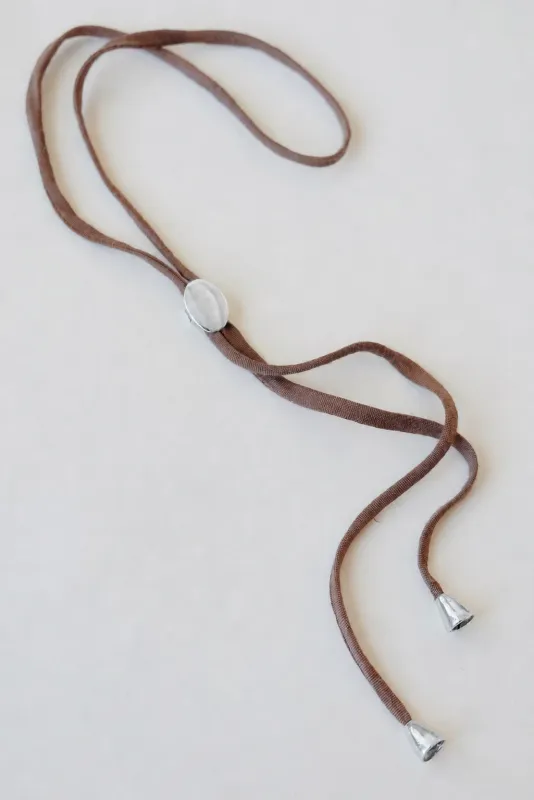 Silk Ascent Bolo Tie Necklace Chocolate made by sonderhaus