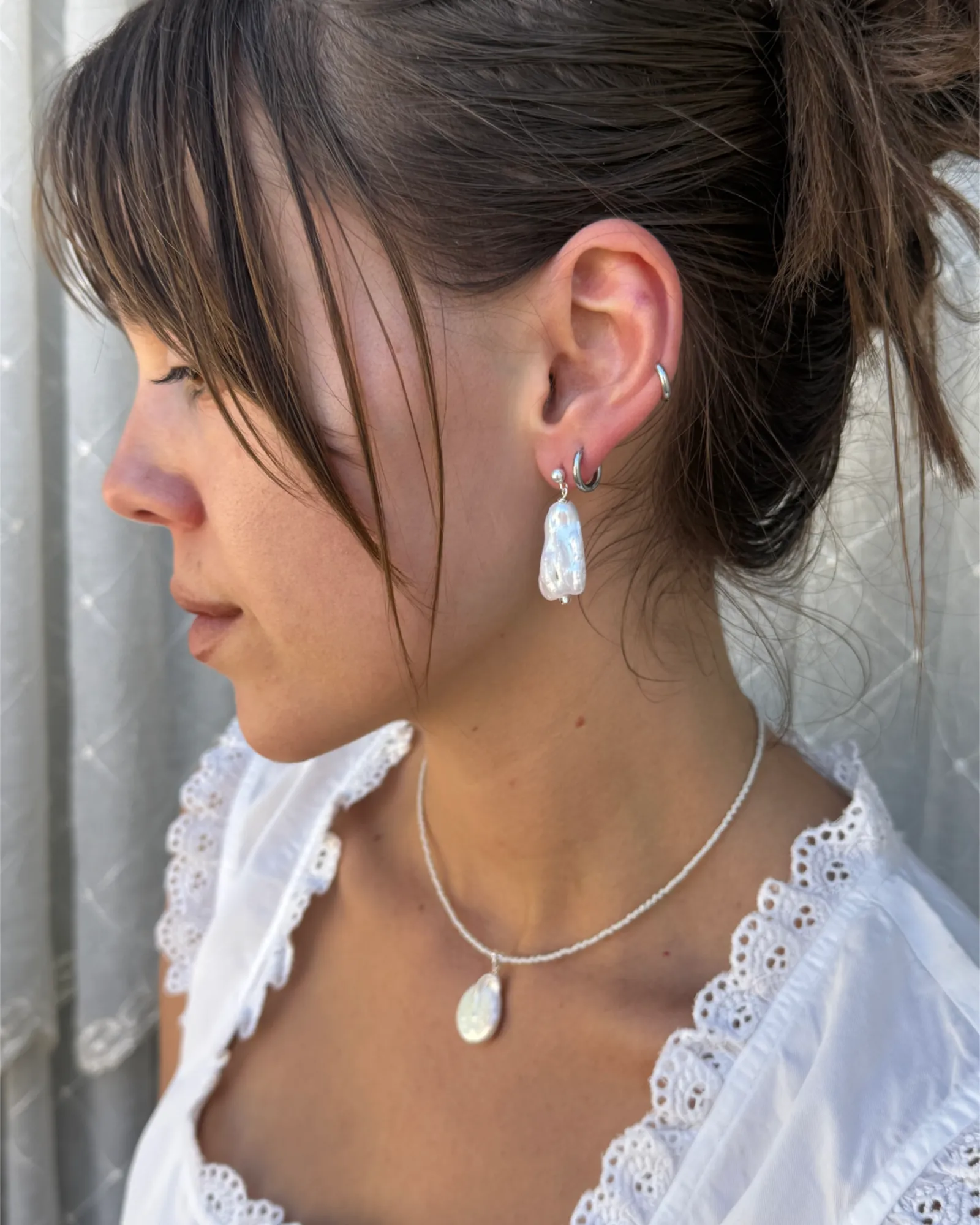 Droplet Pearl Stud Earrings sold by sonderhaus product image thumbnail 3