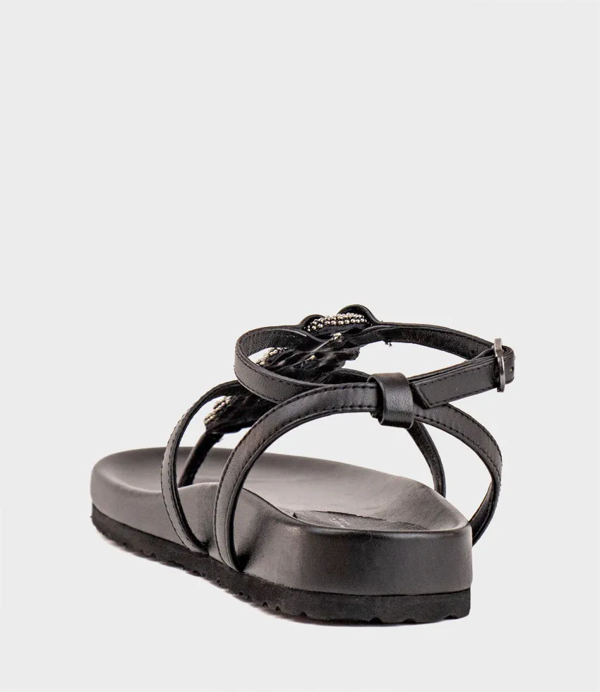 SARIA Embroidered Sandal on Footbed in Black sold by Edward Meller product image thumbnail 3