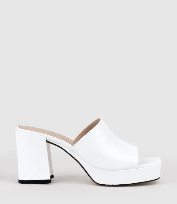 TILLA90 Platform Slide in White sold by Edward Meller