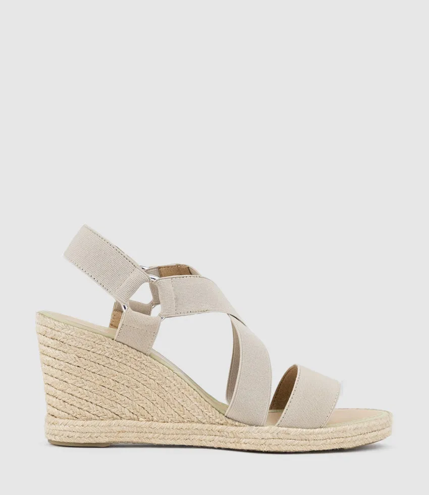 MIRIA Elastic Crossover Espadrille in Natural sold by Edward Meller