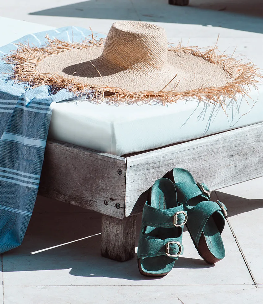 KORI Two Strap Slide on Footbed in Green Suede sold by Edward Meller product image thumbnail 2