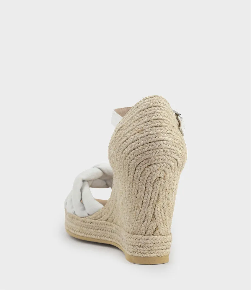 MEENA Braided Front Strap Espadrille in Offwhite Suede sold by Edward Meller product image thumbnail 3