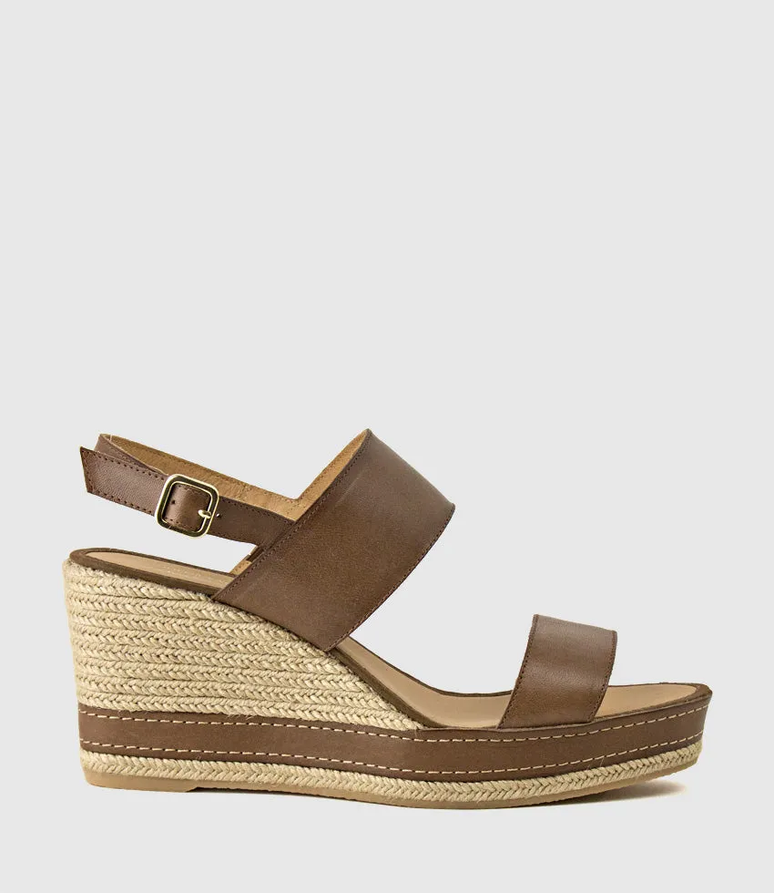 MIKARA Two Strap Classic Espadrille in Brown sold by Edward Meller