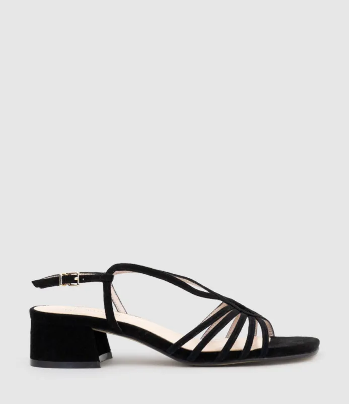 SAMA35 Strappy Sandal in Black Suede sold by Edward Meller