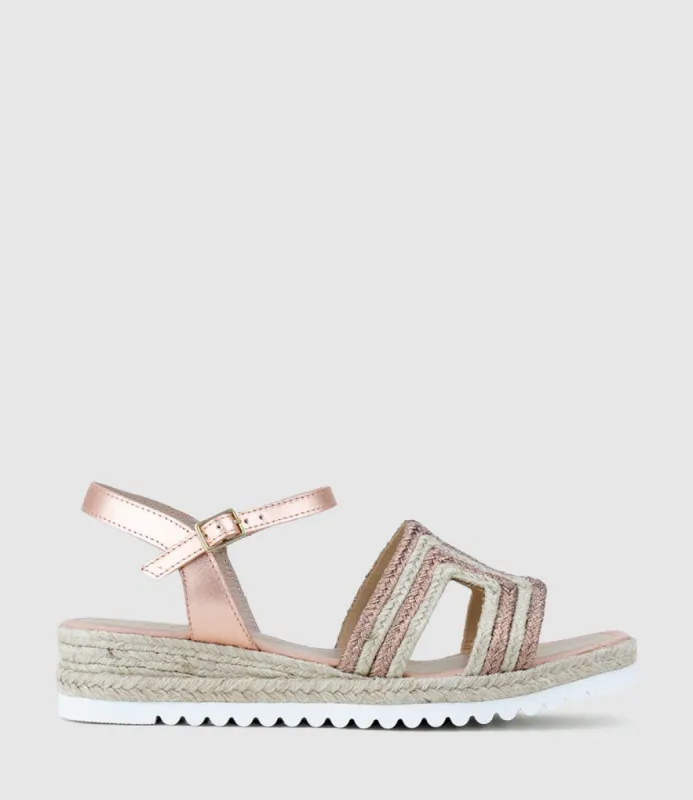 MIKO Geometric Weave Espadrille in Copper sold by Edward Meller