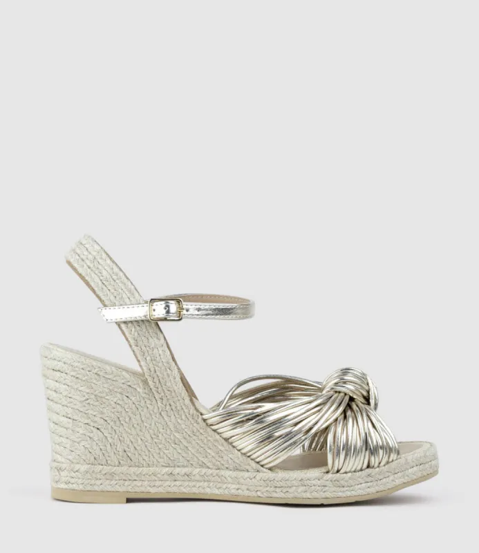 MALANI Strappy Knot Espadrille in Platino sold by Edward Meller