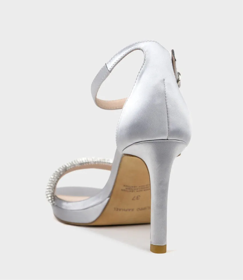 SATINA90 Diamond Band Sandal Platform Sandal in Silver Satin sold by Edward Meller product image thumbnail 4