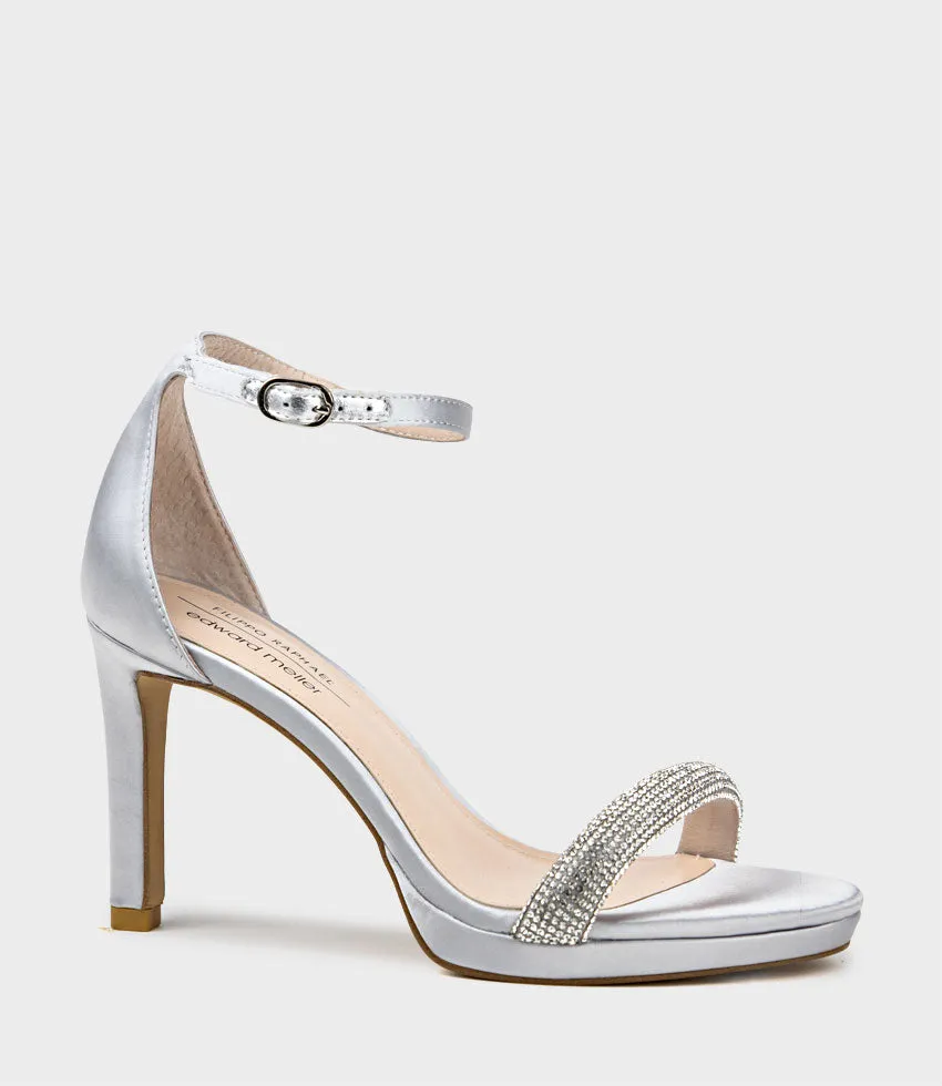 SATINA90 Diamond Band Sandal Platform Sandal in Silver Satin sold by Edward Meller product image thumbnail 3