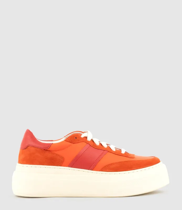 JASPER Retro Platform Sneaker in Orange Combo sold by Edward Meller