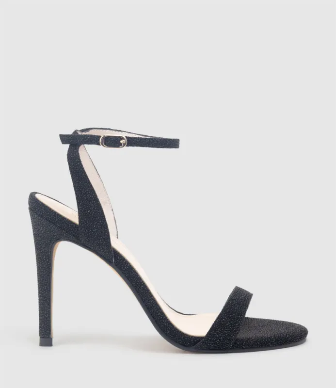WISP100 Single Strap Sandal in Black Speckle sold by Edward Meller