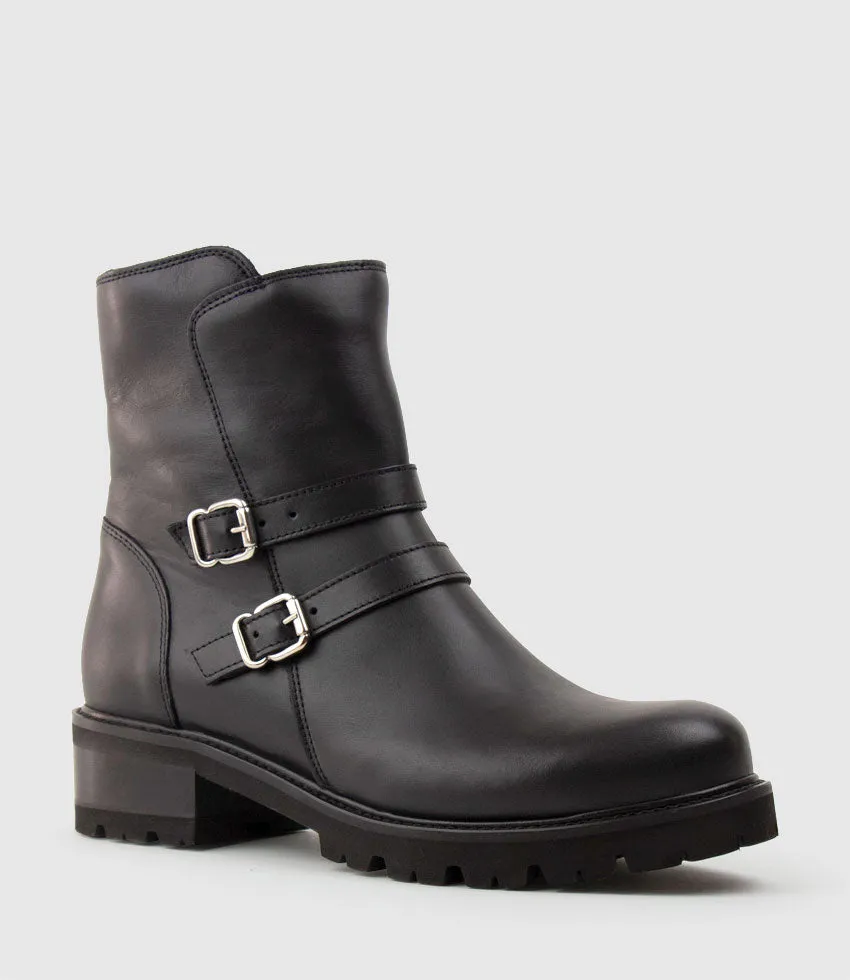 CARLY Double Buckle Biker Boot in Black sold by Edward Meller product image thumbnail 3